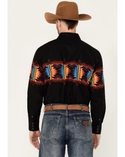 Panhandle Men's Southwestern Border Long Sleeve Western Snap Shirt 7 Panhandle Men's Southwestern Border Long Sleeve Western Snap Shirt -Western Cowboy Shop 2000385165 001 P4