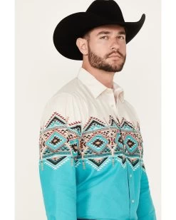 Panhandle Men's Southwestern Border Long Sleeve Pearl Snap Western Shirt -Western Cowboy Shop 2000385166 440 P2
