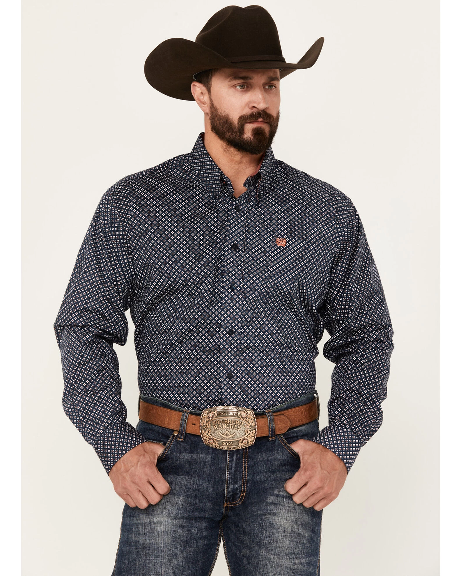 Cinch Men's Diamond Arrow Print Long Sleeve Button-Down Stretch Western Shirt 1 Cinch Men's Diamond Arrow Print Long Sleeve Button-Down Stretch Western Shirt