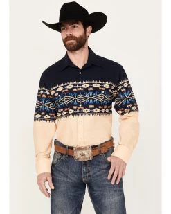 Panhandle Men's Southwestern Print Long Sleeve Western Snap Shirt -Western Cowboy Shop 2000387744 410 P1