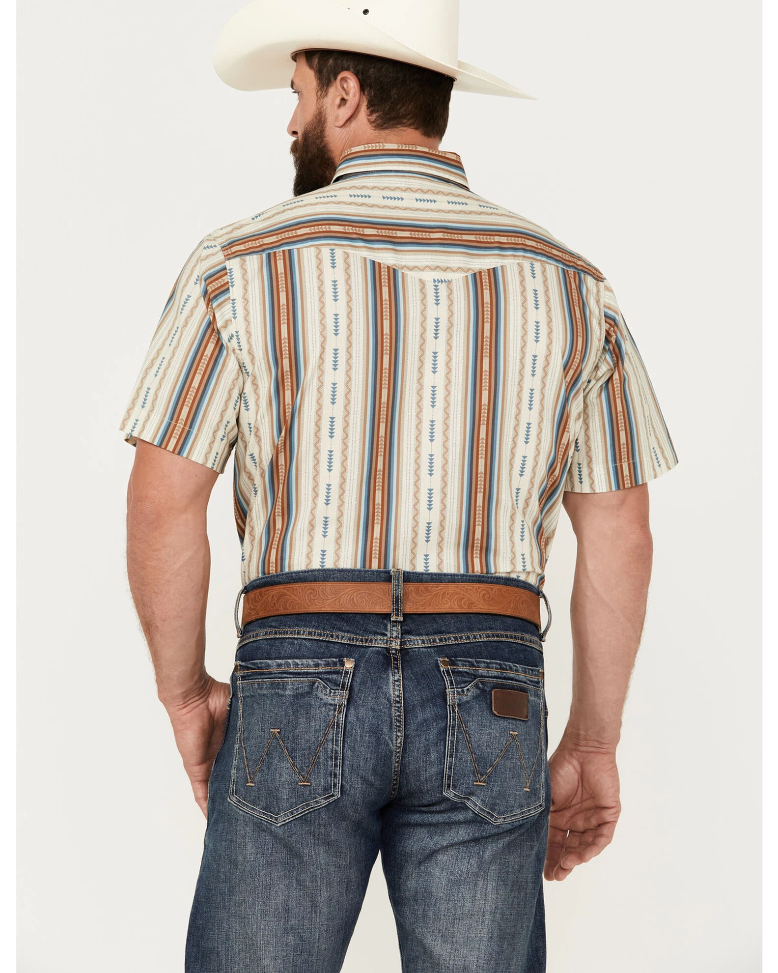 Roper Men's West Made Southwestern Striped Print Short Sleeve Snap Western Shirt 4 Roper Men's West Made Southwestern Striped Print Short Sleeve Snap Western Shirt - Image 4